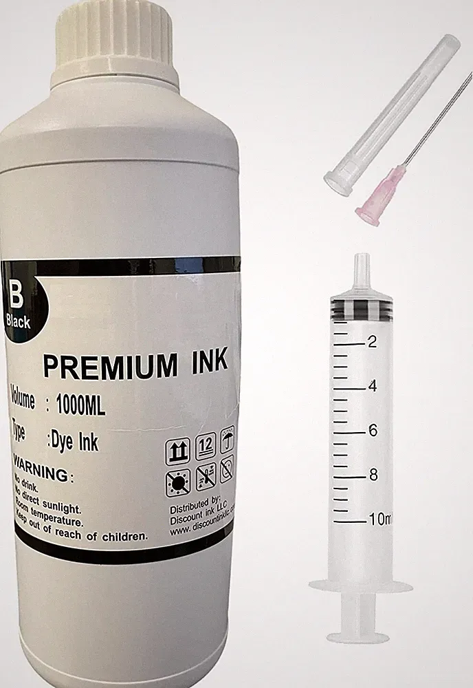 1000ml 1 Liter Refill Bulk Ink for HP all Printers Black CISS