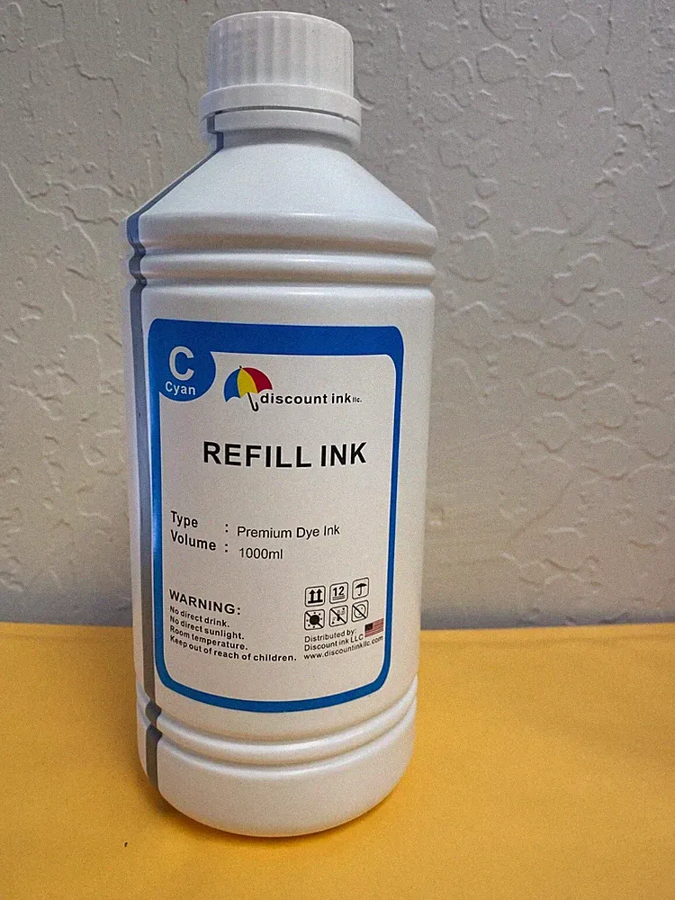 1000ml Light Cyan Bulk Refill Ink for all HP, Epson, Brother, Canon Printers