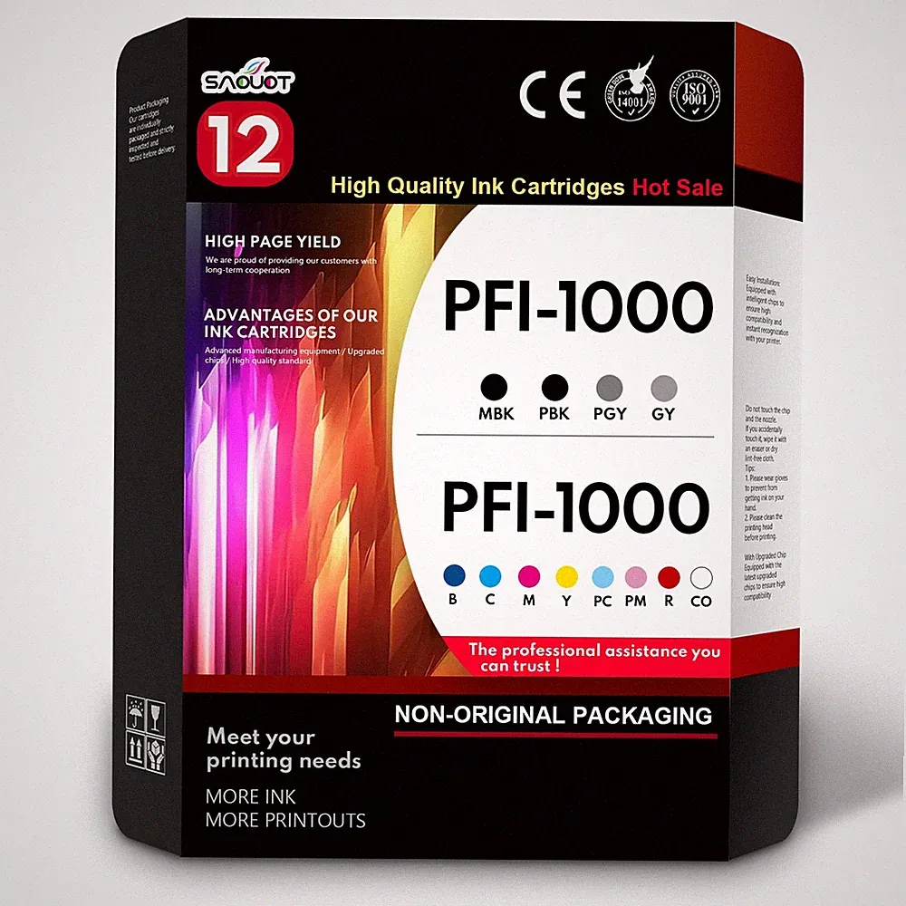 12 Color PFI-1000 Ink Cartridge 80ML Replacement for Canon imagePROGRAF Pro 1000