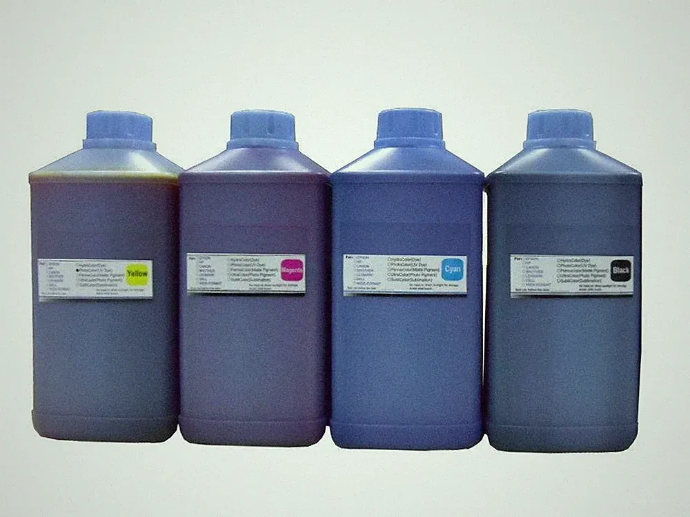 4X 1000ml Dye Refill Ink For Epson Refillable Cartridges CIS CISS B Y M C