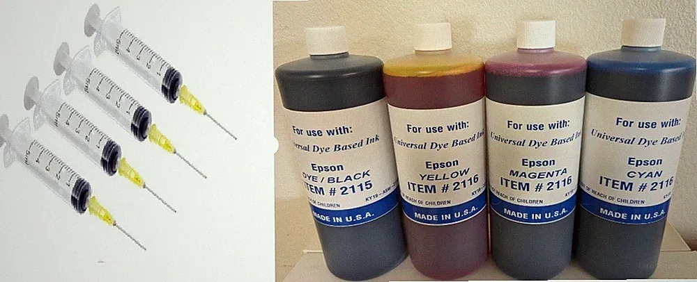 4x1000ml Refill ink For Epson Refillable Cartridges CIS CISS BK/C/M/Y - 4 Liter