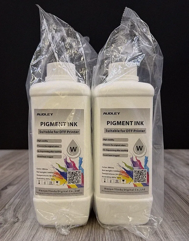 Audley White Pigment Ink for DTF Printer 1000ml 2-Pack High Stability NEW Selaed