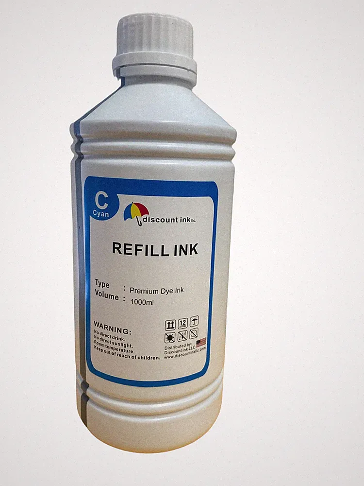 Liter-1000ml Cyan Bulk Refill Ink for all HP, Epson, Brother, Canon Printers