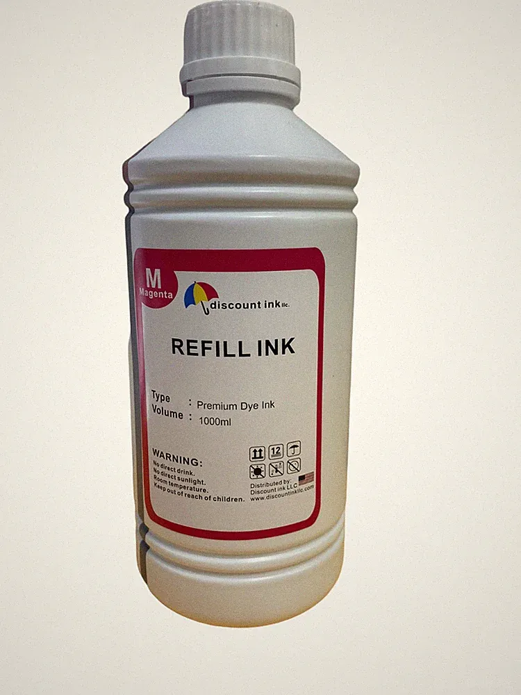 Liter-1000ml Magenta Bulk Refill Ink for all HP, Epson, Brother, Canon Printers
