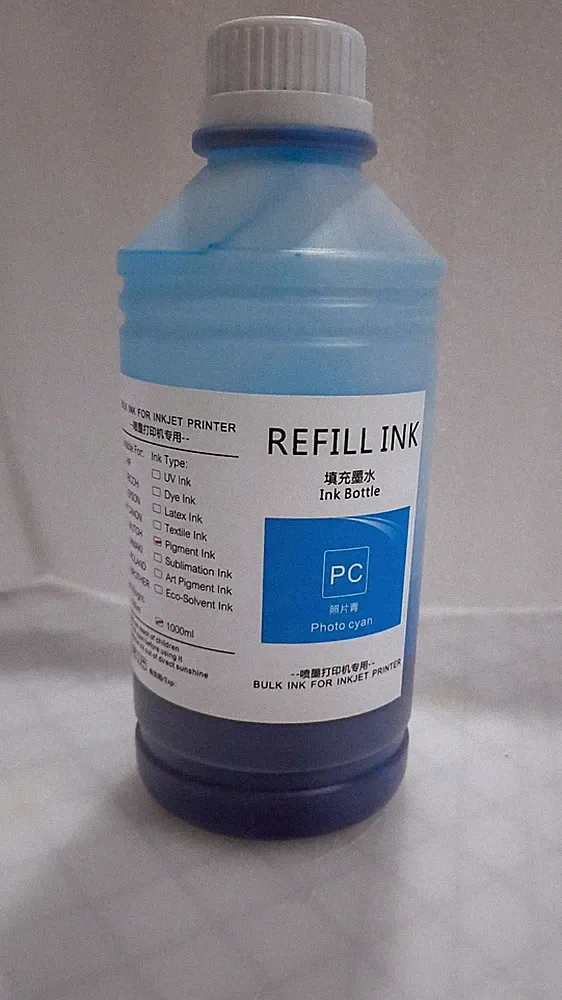 Partial 1000mL Pigment Ink Photo Cyan Canon Inkjet Refill ~20% Left